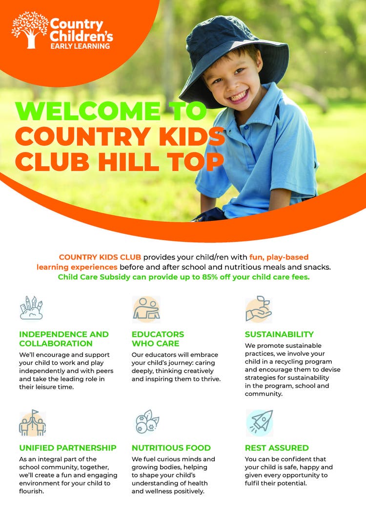 Thumbnail image of the information brochure from Country Kids Club Hill Top